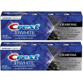 Crest 3D White Charcoal Teeth Whitening Toothpaste, Enamel Safe - 2.7 oz (76g) - Pack of 2