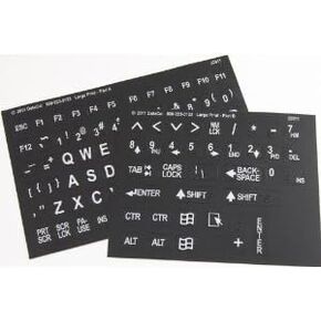 Large Print English Non-Transparent Keyboard Stickers Labels Overlays (Lexan Polycarbonate, 3M Adhesive) for The Visually Impaired (Non Transparent - Black with White Letters)