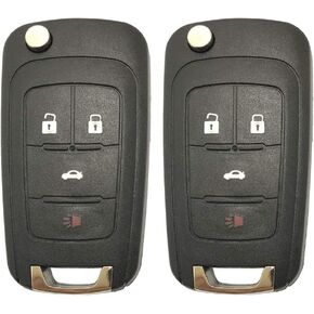 Folding Flip Replacement Key Fob Cover Case fit for Chevy Cruze Malibu Camaro Equinox Verano Sonic GMC Terrain Keyless Entry Key Fob Shell (Pack 2)