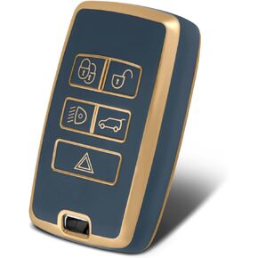 for Land Rover 5 Buttonsn Key Fob Cover, TPU Smart Key Fob Case Compatible with Jaguar Land Rover Range Evoque Velar Sport Discovery Freelander(Green)