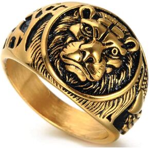 Lion Head Rings Lion Totem Rings Rock Punk Style Gothic Biker Ring Viking Animal Jewelry Gift for Men Boys Hip Hop Rings