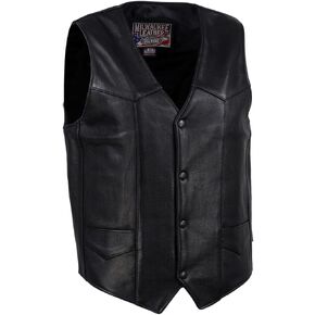 Milwaukee Leather USA MADE MLVSM5006 Men's Black 'Classic Western' Premium Motorcycle Rider Leather Vest