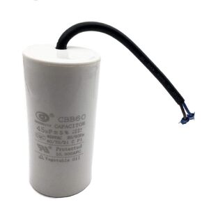 مكثف تشغيل CBB60 250VAC 250 VAC 450V 45uF 45 uF/MFD 250V AC، 2 أسلاك، مدرج في قائمة UL