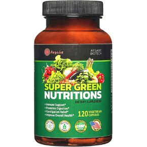 Super Green Nutritions, Made from 36 Superfood Ingredients,60-Day Supply Per Bottle, Fruits and Veggies Supplement,Improves Constipation, Gut & Digestive Health, Vitamins & Minerals,120 Capsule