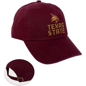 Desert Cactus Texas State University Baseball Hat TXState Bobcats Brimmed Embroirderd Cap Adjustable Cloth Strap Adult (Style B) Maroon