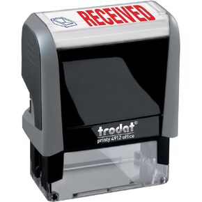 Trodat Stamp 4912 Office Printy with English Text Received – Self Inking, Red and Blue Ink, Impression Size 3/4" x 1-7/8"