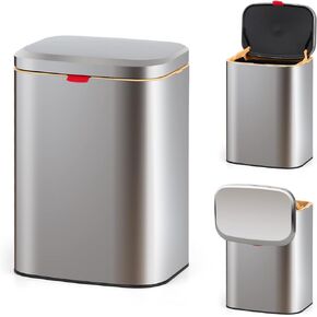 Hanging Trash Can Compost Bin with Lid for Kitchen Cabinet Door,Stainless Steel Countertop Compost Bin with Removable Inner Bucket,Wall-Mounted Kitchen Garbage Can (Black/1.05 Gal)