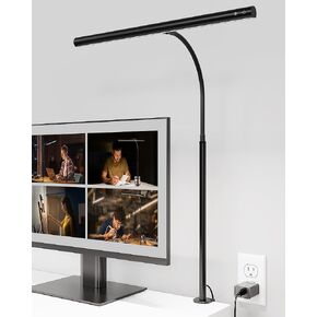 SUPERDANNY Desk Lamp for Home Office, Eye-Caring Desk Light with Adjustable Gooseneck, 12W Touch Control Dimmable Brightness, Architect Clamp Lamp for Computer Monitor Desk Accessories