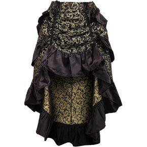 Daisy corsets Women's Gold/Black Brocade Adjustable High Low Bustle Skirt
