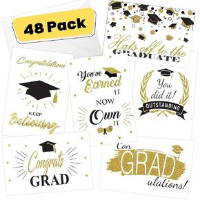 Graduation Thank you Cards 2024 with Envelopes, Attractive Graduation Greeting Cards 2024 Pack of 24 Graduation Cap Thank you Notes Card Set