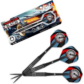 Shot! Darts Redline BLAZ3D 80% Tungsten Pro Throwing Darts Steel Tip Set, Professional – Made in New Zealand – Designed Dart Flights for Women & Men – Metal Tip Bar Darts for Adults