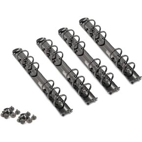 4pcs 6-Ring A6 Notebook Metal Binders Binder Mechanism Replacement Kit for DIY Loose Leaf Book DIY Photo Album Paper Storage Folder (Black)