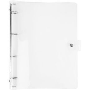 Clear A4 Binder Transparent PVC Budget Binder 4-Ring Refillable Planner Binder Cover with Snap Button Closure Round Ring Loose Leaf Folder for Traveler Planner Diary Pages (Clear)