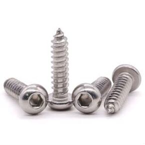 M5 x 40mm Button Head Socket Cap Self Tapping Screws, 304 Stainless Steel 18-8 Wood Screws, Full Coarse Thread Sheet Metal Screws, Pack of 30