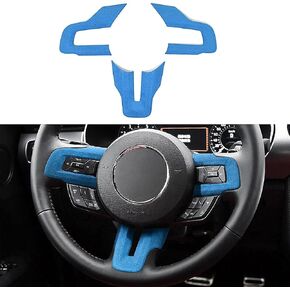 Black Suede Cover Interior Steering Wheel Button Sticker Trim for Mustang 2015 2016 2017 2018 2019 2020 2021 2022 2023