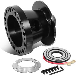 DNA Motoring HUB-ZTL-9061-BK Black Aluminum 6-Bolt Pattern Steering Wheel Hub Adapter Kit Compatible with 84-04 Mustang / 84-86 Ranger Thunderbird
