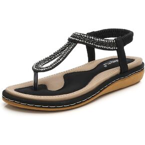Meeshine Women's Bohemia Flip Flops Summer Beach T-Strap Flat Sandals Comfort Walking Shoes