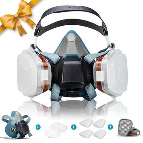 Reusable Half Face Cover, Professional replaceable and reusable filters included，Against Dust, Paint Face Cover for Painting,Construction, Cleaning, Machine Polishing, Welding