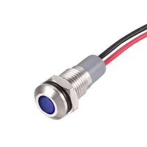 uxcell Signal Indicator Lights AC/DC 12V-24V 8mm Panel Mount Blue LED Waterproof Metal Shell Warning Lamps 5Pcs Lamp for Industrial Electrical Car Motorcycles Boat