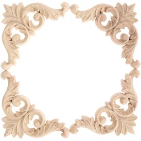 MUXSAM Wood Carved Applique Corner Onlay for Furniture Decoration, 4-Pack Unpainted Wooden Carving Decals for Walls Doors Mirrors Dresser Closet Bed Cabinet Decor DIY Project, 8x8cm/3.15"x3.15"