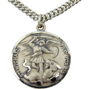CB فضة استرليني 7/8 بوصة Guardian Angel Be My Guide Saint Michael Medal in Kuwait