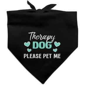Therapy Dog Please Pet Me with Hearts Dog Pet Bandana - Black