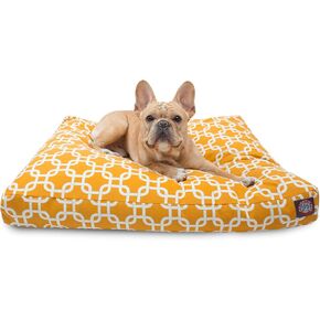 Yellow Links Small Rectangle Indoor Outdoor Pet Dog Bed With Removable Washable Cover By Majestic Pet Products