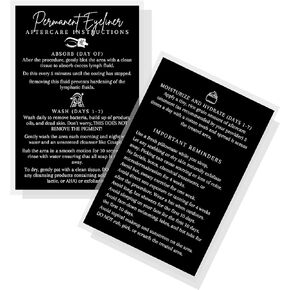 Permanent Eyeliner Aftercare Cards | 30 Pack | Size 4x6" inches Postcard | PMU Black with White Design