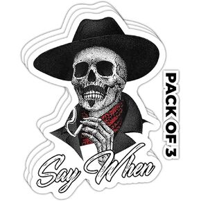 Doc Holiday Skull Sticker - 3 Pcs Waterproof Removable Decal for Home, Car, Laptop - Imp 007