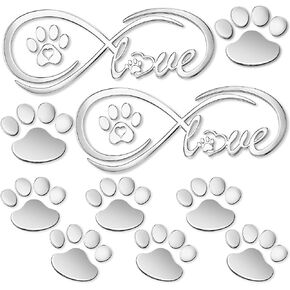 6 Pcs Dog Decals for Cars Paw Print Window Decals 3D Heart Paw Car Sticker Dog Footprint Self Adhesive Car Decoration Bumper Window Laptops Luggage Car Interior Accessories Decor
