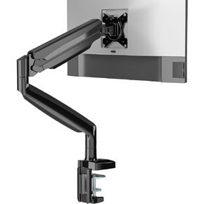 Single Monitor Arm, Gas Spring Mount for Up to 35" and 26.4 lbs, Heavy Duty Desk Mount with C Clamp and Grommet Base, Black
