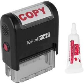 ExcelMark Copy Self Inking Rubber Stamp - Red Ink with 5cc Refill Ink (Stamp Plus 5cc Refill Ink)