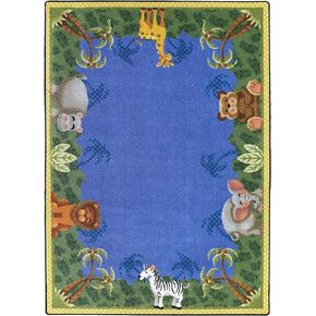 Joy Carpets Kid Essentials Infants & Toddlers Jungle Friends Rug, Multicolored, 5'4" x 7'8"