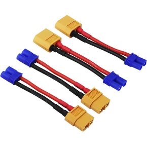 4 قطعة XT60 إلى EC2 ذكر أنثى محول موصل RC مع سلك 16awg 2 بوصة (E30-4)