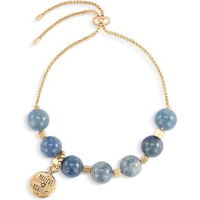 DEMDACO Believe Achieve 7 Day Motivational Tracker, Indigo/Gold 9.5 Inch Adjustable Beads/Metal Everyday Fashion Bracelet