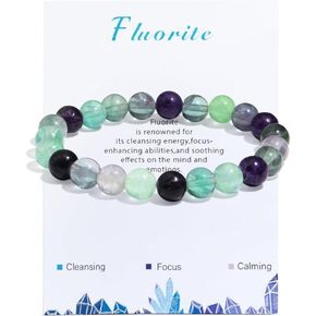 xuzhiyuan Natural Stone Healing Bracelet Healing Beads Crystal Bracelet Handmade Stress Relief Anxiety Yoga Bracelet Birthday Love Gifts for Women Men Teens