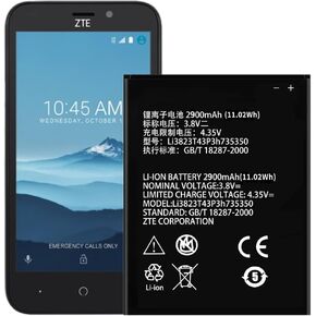 【2900mAh】 Li3928T44P4h735350 Battery Compatible with ZTE Q802T Avid Trio Z833 ZFIVE2 Z836BL Z837VL