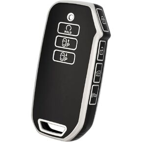 for Kia Key fob Cover, Soft TPU Car Key Cover Compatible with 2020-2024 Kia Sorento K5 NIRO Sorento Forte Soul Optima Sedona Seltos Telluride Sportage Accessories (Black)