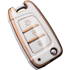 HIBEYO Folding Key Fob Cover for Hyundai Elantra Solaris 2 Tucson I30 I35 I40 Ix35 Kona Genesis Santa Fe Azera Verna Accent Celesta Sonata Accessories Key Shell Cover Protector-Gray