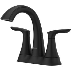 Pfister Weller Bathroom Sink Faucet, 4-Inch Centerset, 2-Handle, 3-Hole, Matte Black Finish, LG48WRPB