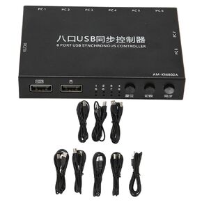 USB Switch Selector, 8 Ports USB KVM Switch USB2.0 Synchronizer for Mouse Keyboard Computer with 8X USB Cables