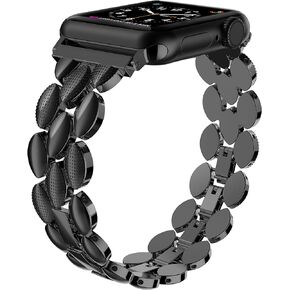 Moolia Compatible with Apple Watch Band 38mm 40mm 41mm Metal Fashion Women Replacement Strap Bracelet for iWatch Series 9/8/7/6/5/4/3/2/1 Black