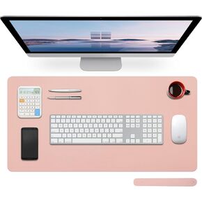Large Leather Desk Pad Protector 27.5"x13.7",Non-Slip Durable Office Desk Mat for Writing, Computer, Laptop, Mouse Pad & Desktop Use,Desk Protector Mat,Yellow
