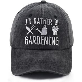 I'd Rather Be Gardening Hat for Women Men, Funny Adjustable Cotton Embroidered Garden Lover Baseball Cap