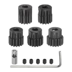 uxcell 32P Pinion Gear Set 5mm Shaft 13T 14T 15T 16T 17T Motor Gears Hardened Steel Pinion Gear with 3.17mm Coupler for RC Car (5pcs)