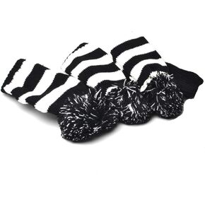 3PCS Knitted Golf Head Covers 1-3-5 for Driver and Fairway Woods with Long Neck Design Vintage White and Black Sock Pom Pom Golf Club Head Covers Set