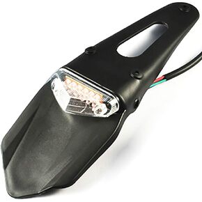 Yibid Universal Rear Fender Mount LED Tail Light Brake Lamp for Honda XR250 XR400 XR650 Yamaha Custom Off-Road Motorcycle MX Dual Sport Pit Dirt Bike Motocross XR CRF KLX Enduro EXC (Black/Red)