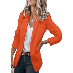 Women Casual One Button Jacket Business Open Front Blazer Oversized Loose Suit with Pockets