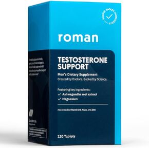 ROMAN Testosterone Support | Daily Nutritional Supplement with Ashwagandha & Magnesium | (120 Tablets)