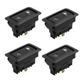 4pcs 6 Pins Universal Power Window Switch DC 12V, Momentary Electric Illuminated Car Window Switch (Green Light Color)